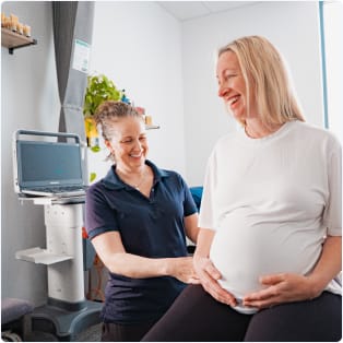 Pregnant women in physio appointment