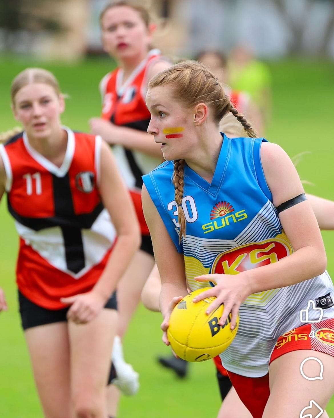 Abby Jones playing football after knee rehab